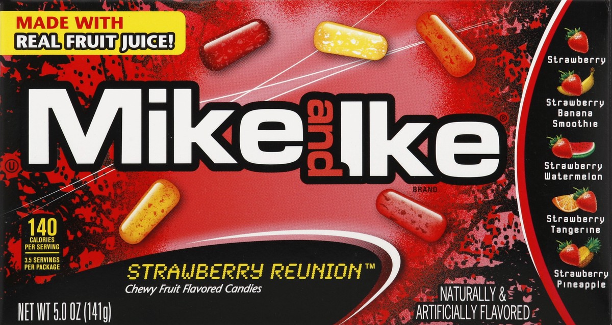 slide 4 of 4, MIKE AND IKE Chewy Fruit Flavored Candies Strawberry Reunion, 5 oz