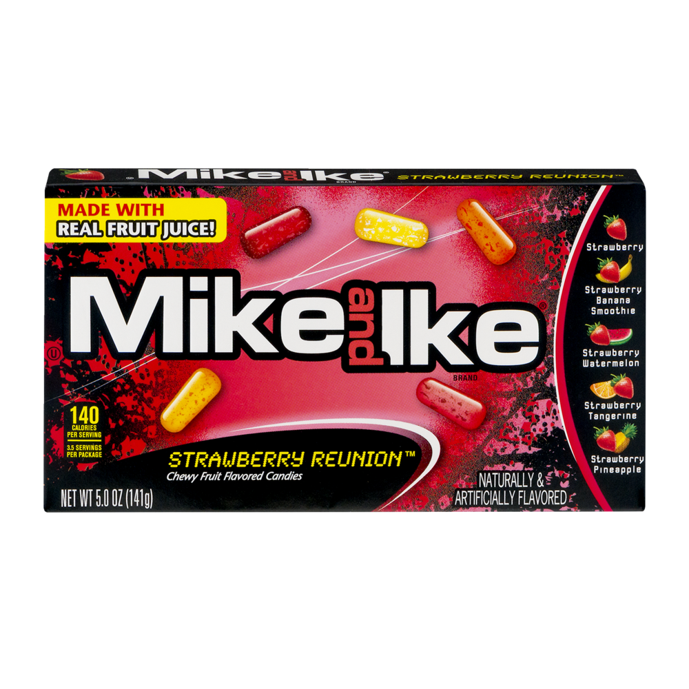 slide 1 of 4, MIKE AND IKE Chewy Fruit Flavored Candies Strawberry Reunion, 5 oz