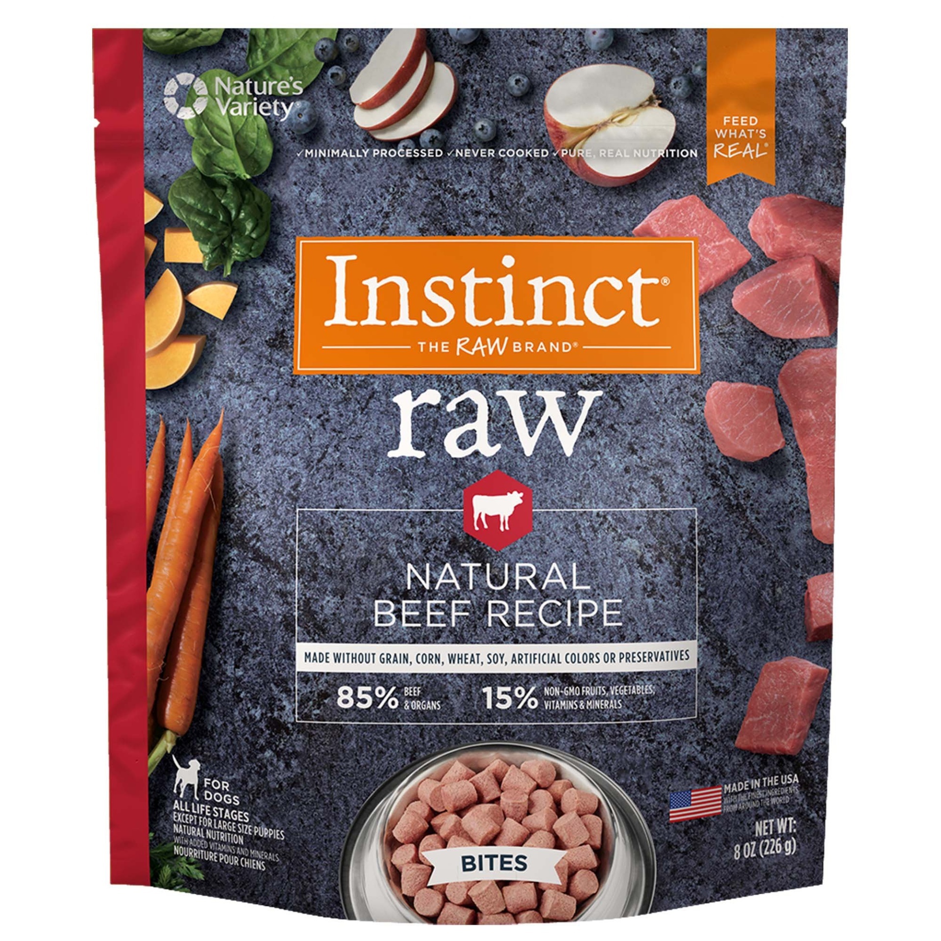 Nature's Variety Instinct Frozen Raw Bites GrainFree Natural Beef