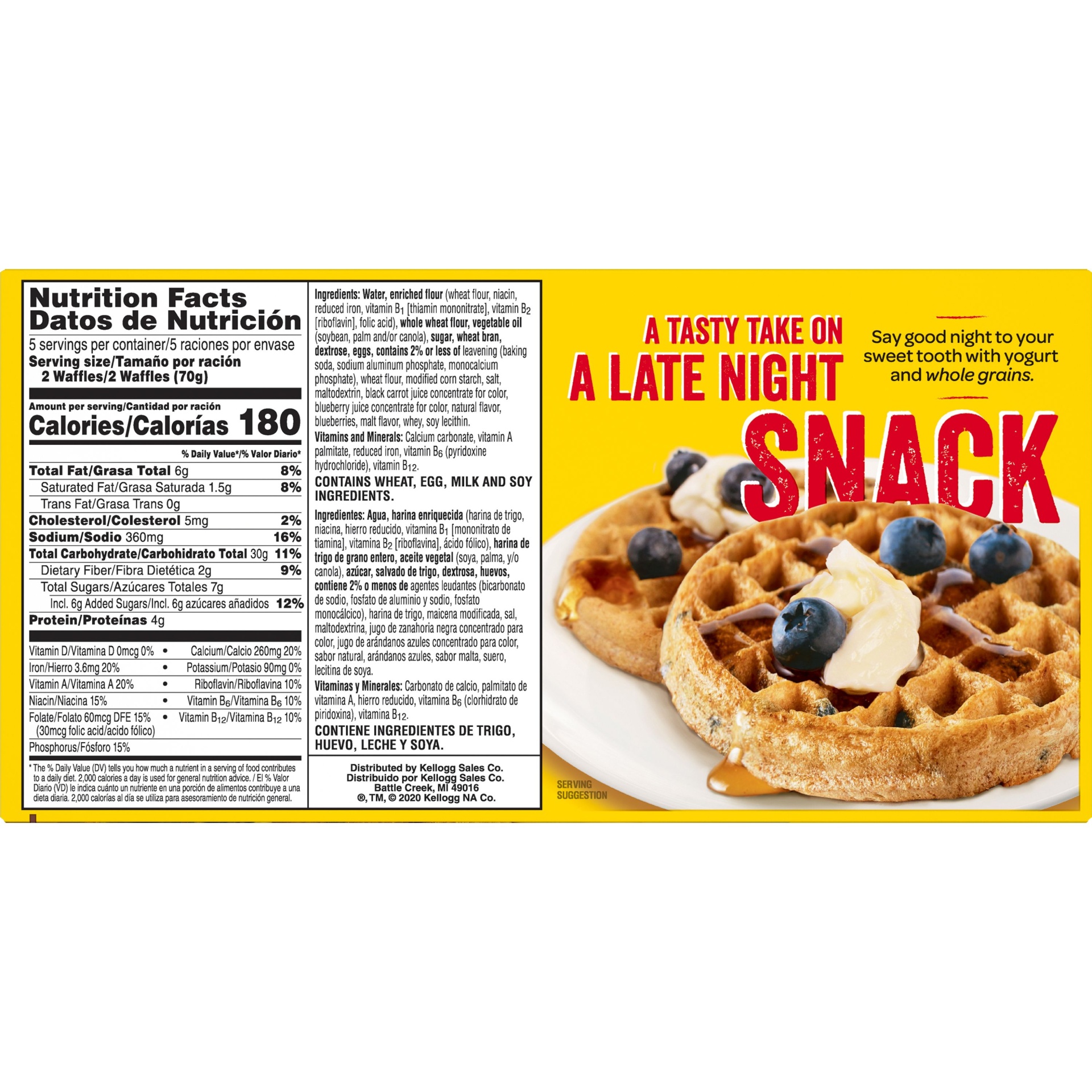 slide 2 of 2, Eggo Frozen Waffles, Good Source of 9 Vitamins and Minerals, Blueberry, 12.3 oz