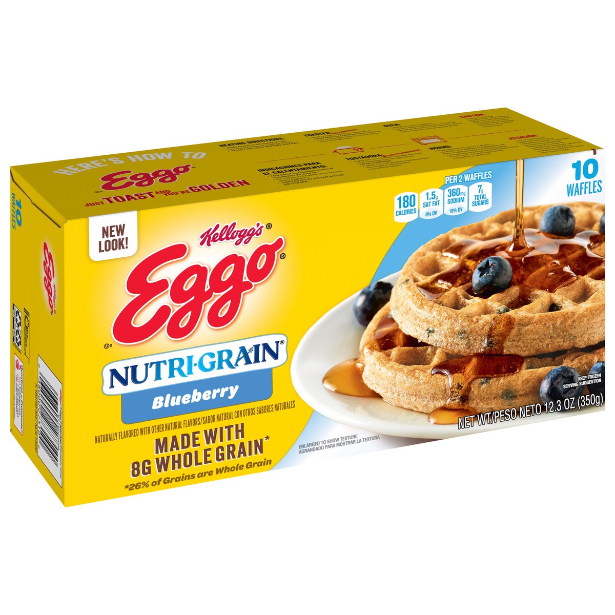 slide 4 of 10, Kellogg's Eggo, Nutri-Grain Eggo Nutri-Grain Frozen Waffles, Blueberry, 12.3 Oz, Box, 10 Ct, Frozen, 12.3 oz