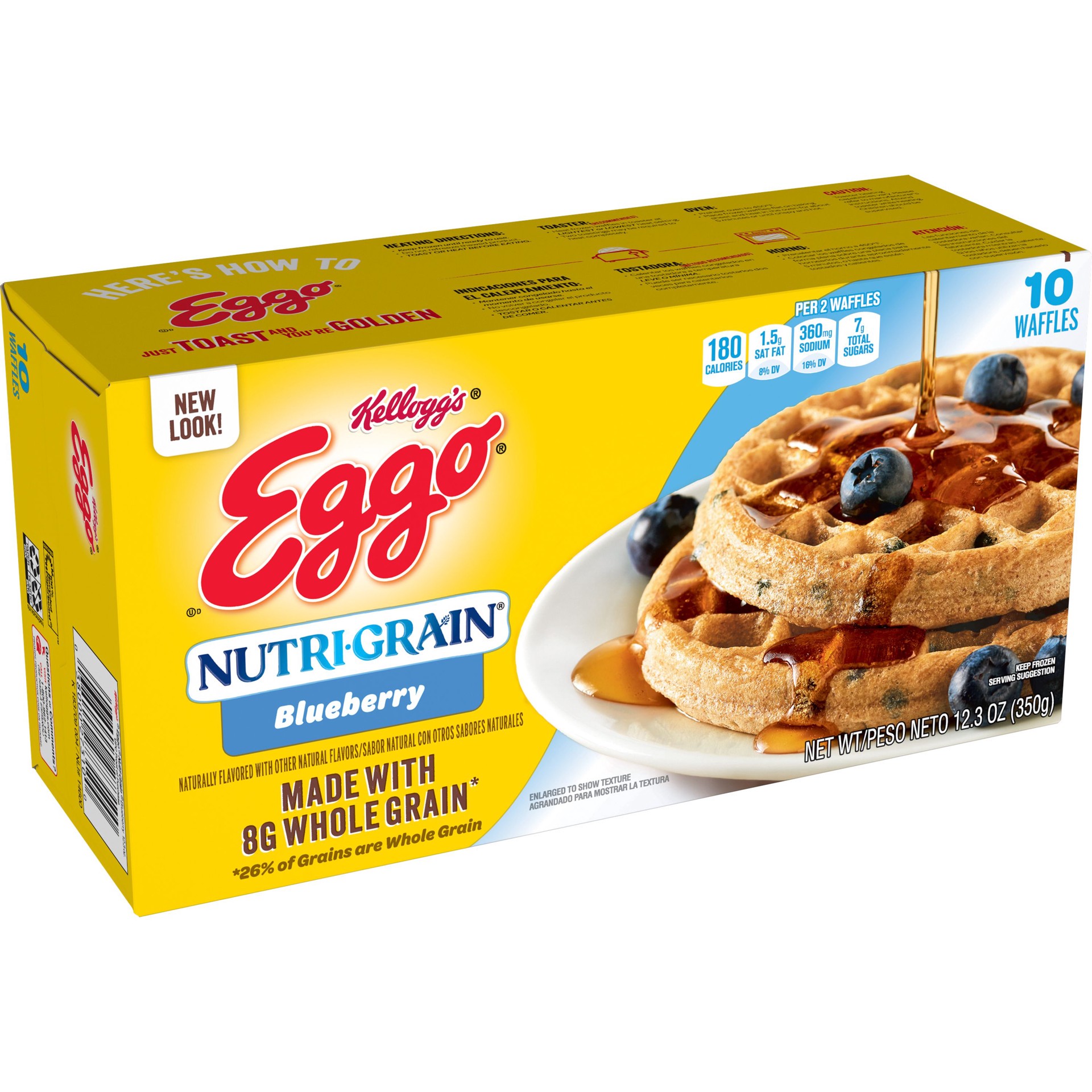 slide 1 of 2, Eggo Frozen Waffles, Good Source of 9 Vitamins and Minerals, Blueberry, 12.3 oz