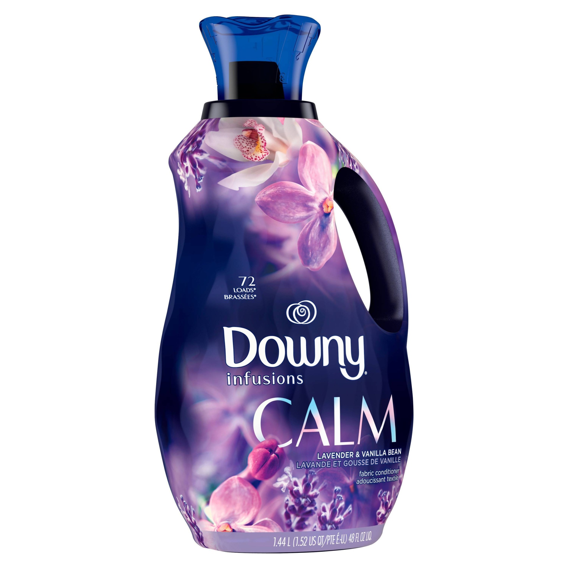 slide 1 of 6, Downy Infusions Calm Lavender & Vanilla Bean Liquid Fabric Softener, 48 fl oz