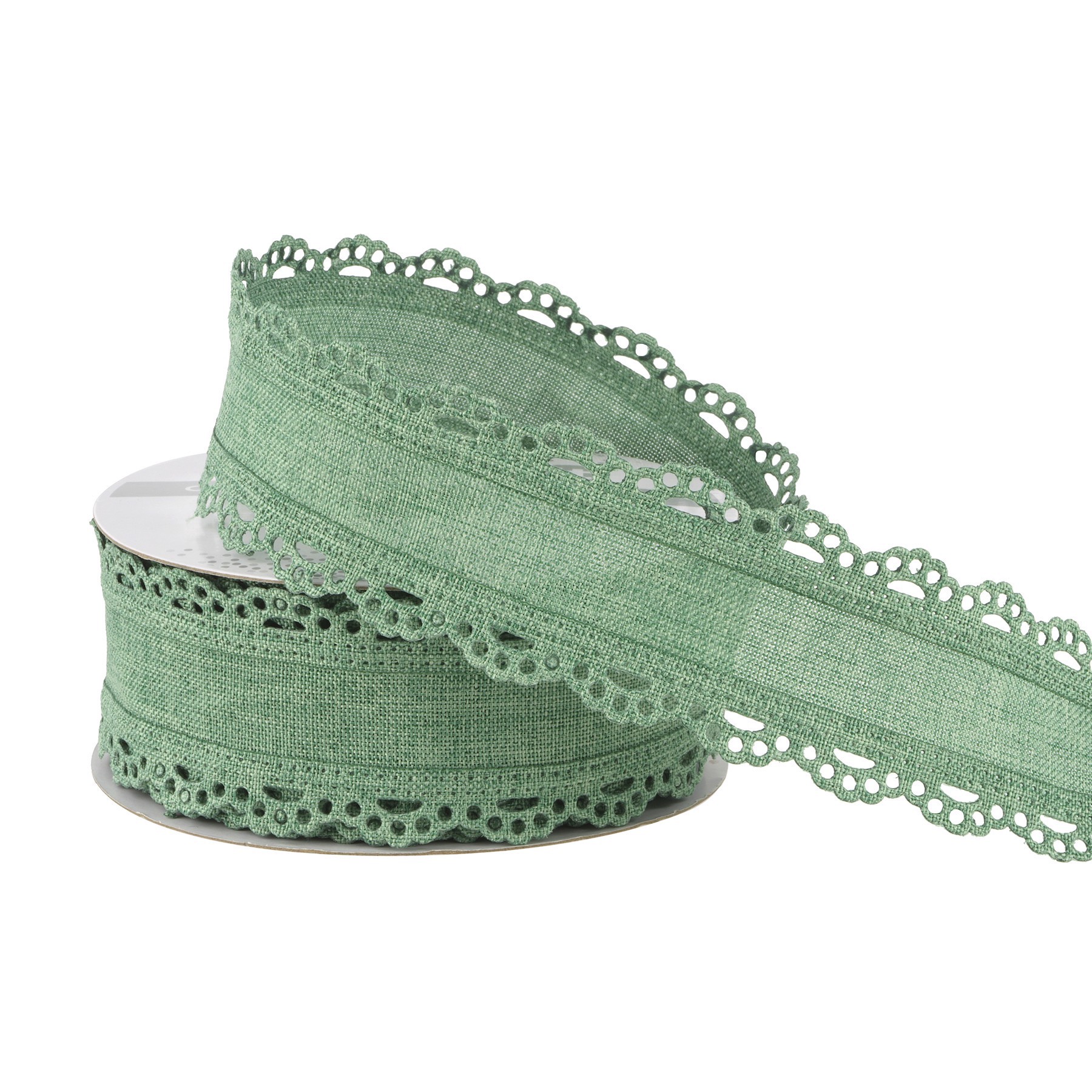 slide 2 of 3, 1.5" X 4yd. Lace Edge Linen Wired Ribbon By Celebrate It Classic, 1.5 in x 4 yd