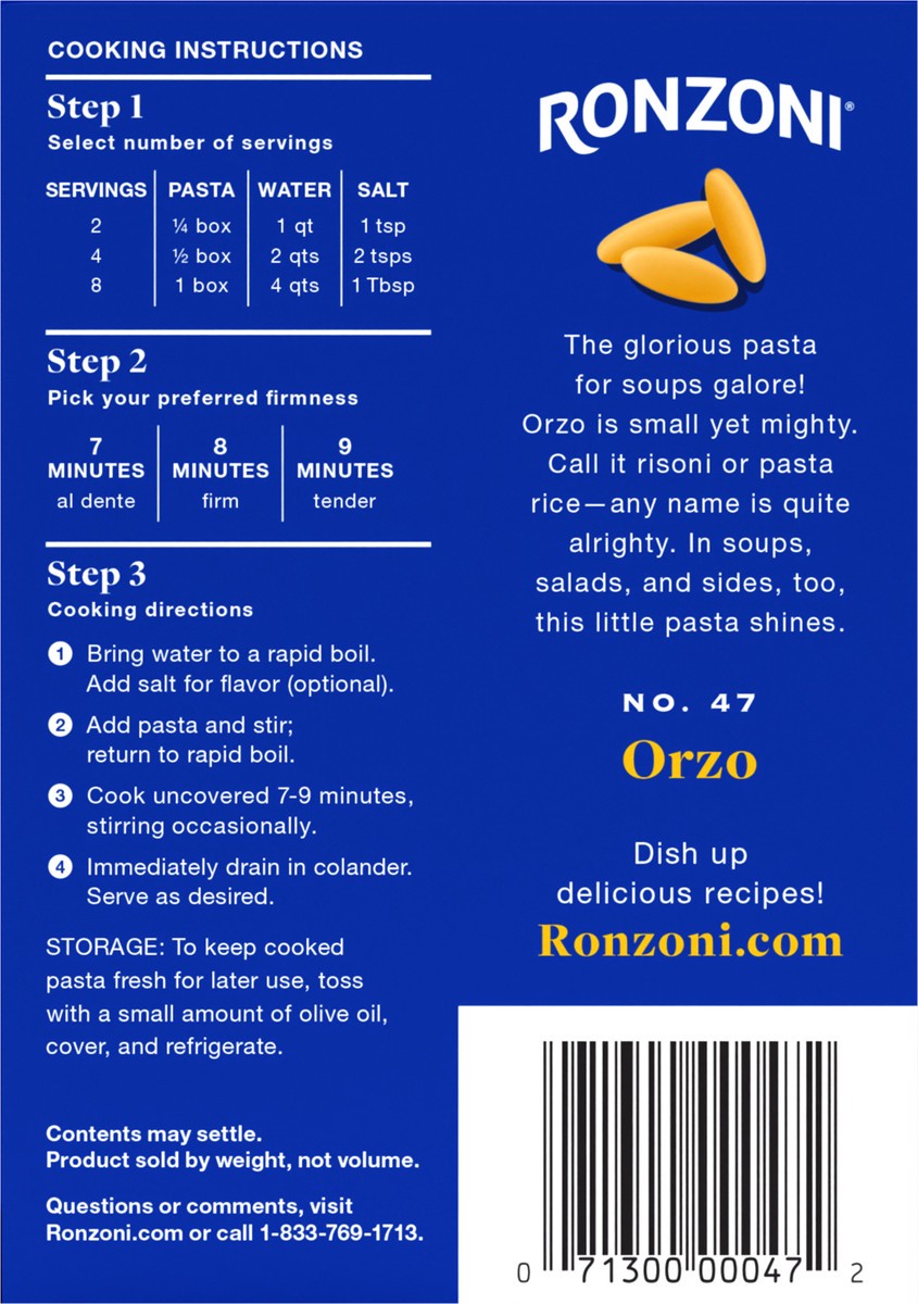 slide 5 of 9, Ronzoni Orzo, 16 oz