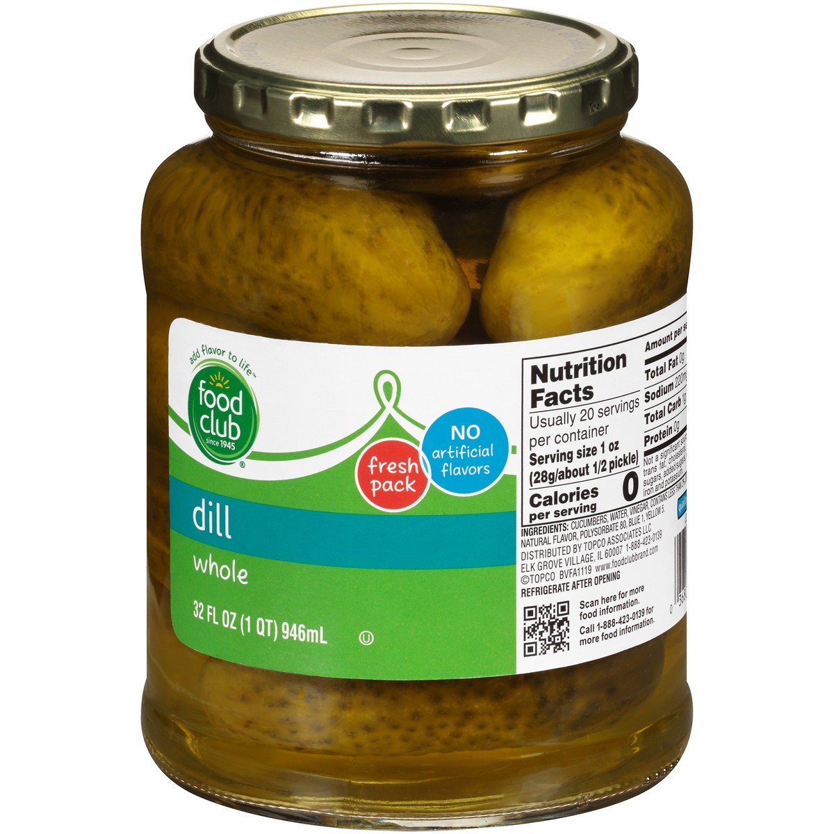 slide 3 of 10, Food Club Plain Dill Pickles, 32 fl oz