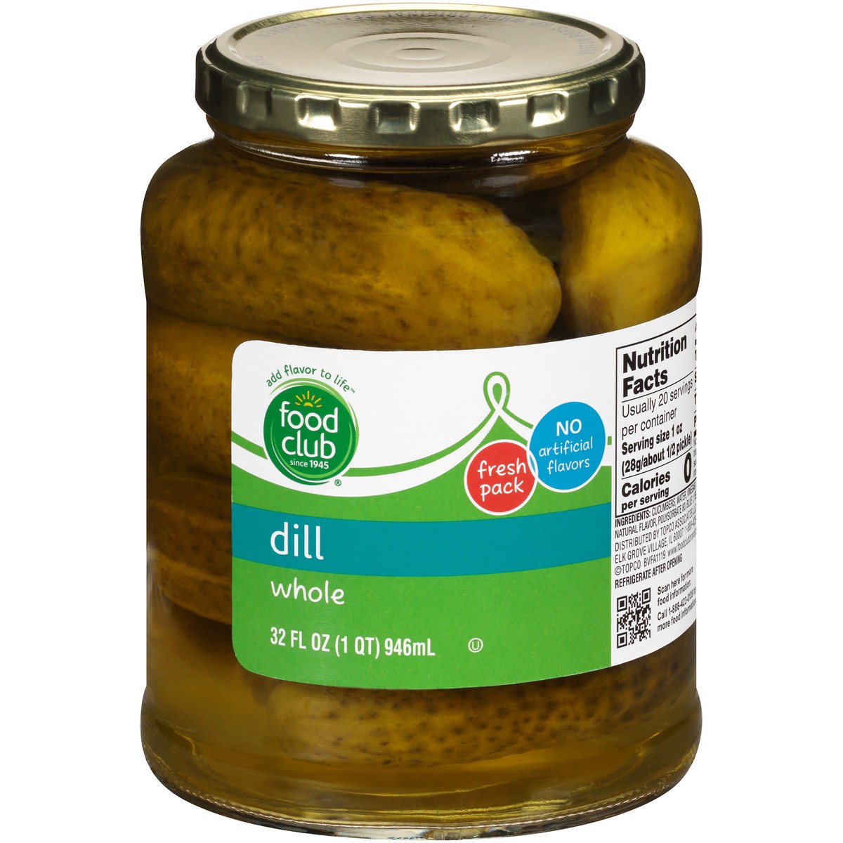 slide 1 of 10, Food Club Plain Dill Pickles, 32 fl oz