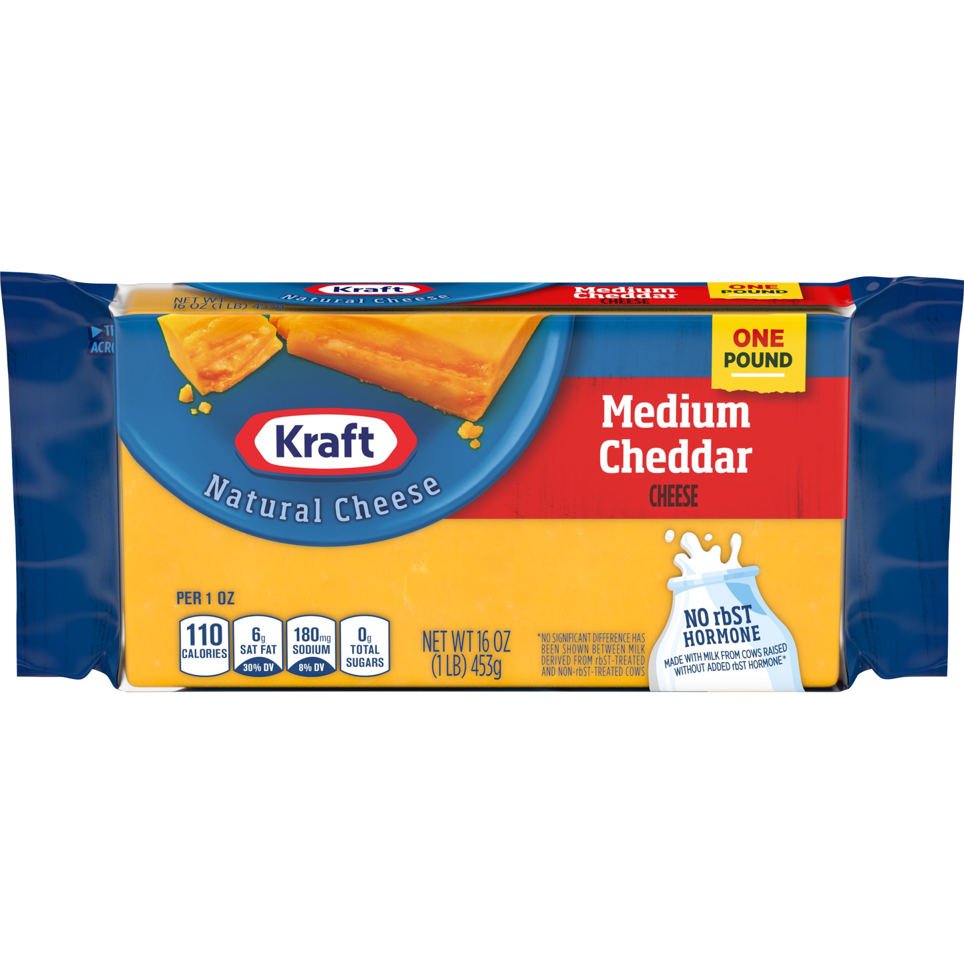 slide 1 of 2, Kraft Medium Cheddar Cheese Block, 16 oz