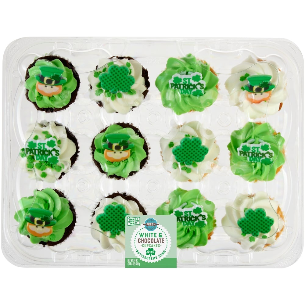 slide 1 of 1, Bakery Fresh Goodness St. Patrick's Day Cupcakes, 12 ct; 24 oz