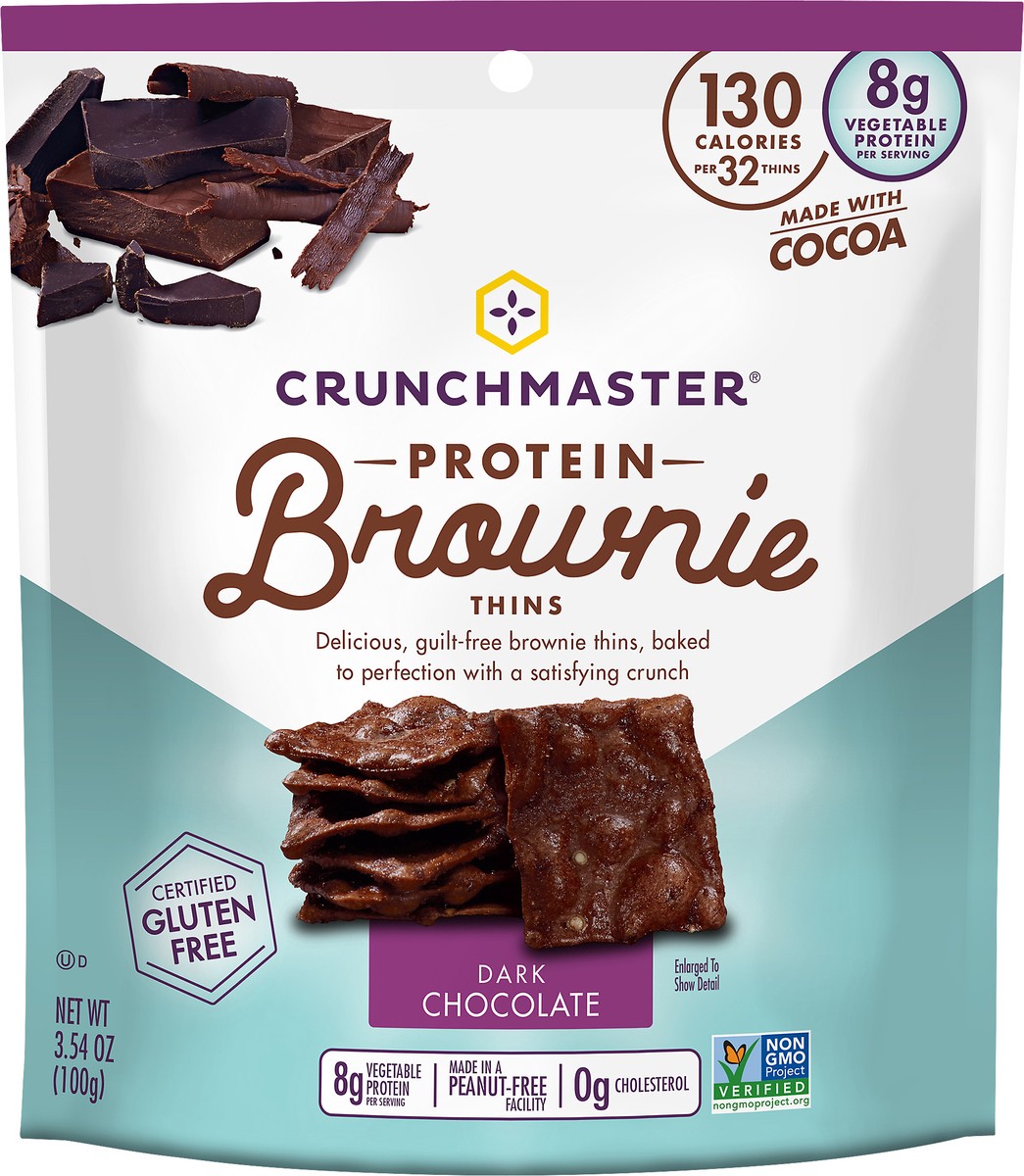 slide 5 of 5, Crunchmaster Protein Dark Chocolate Brownie Thins 3.54 oz, 3.54 oz