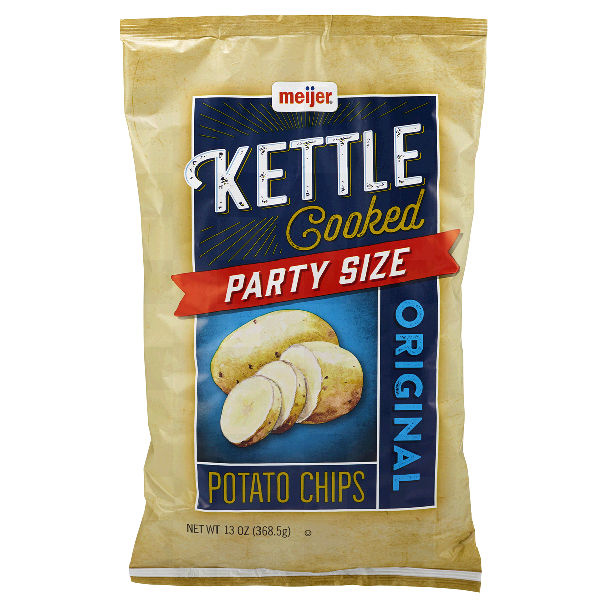slide 1 of 2, Meijer Original Party Size Kettle Cooked Potato Chips, 13 oz