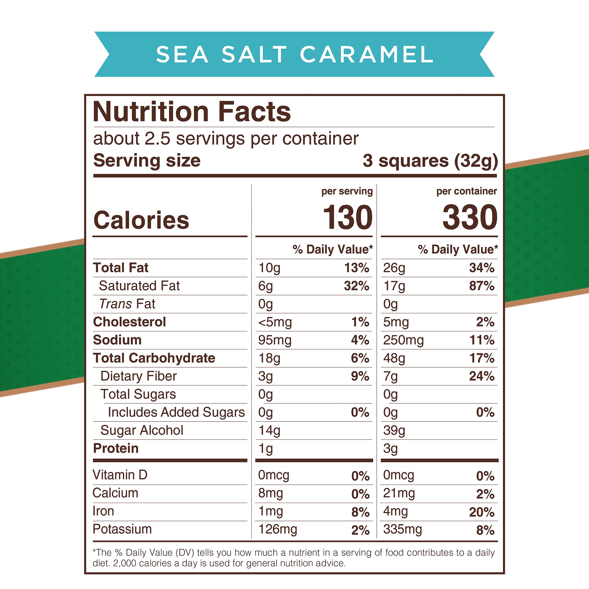 slide 3 of 3, RUSSELL STOVER Sugar Free Sea Salt Caramel Dark Chocolate Candy Bar, 3 oz., 3 oz