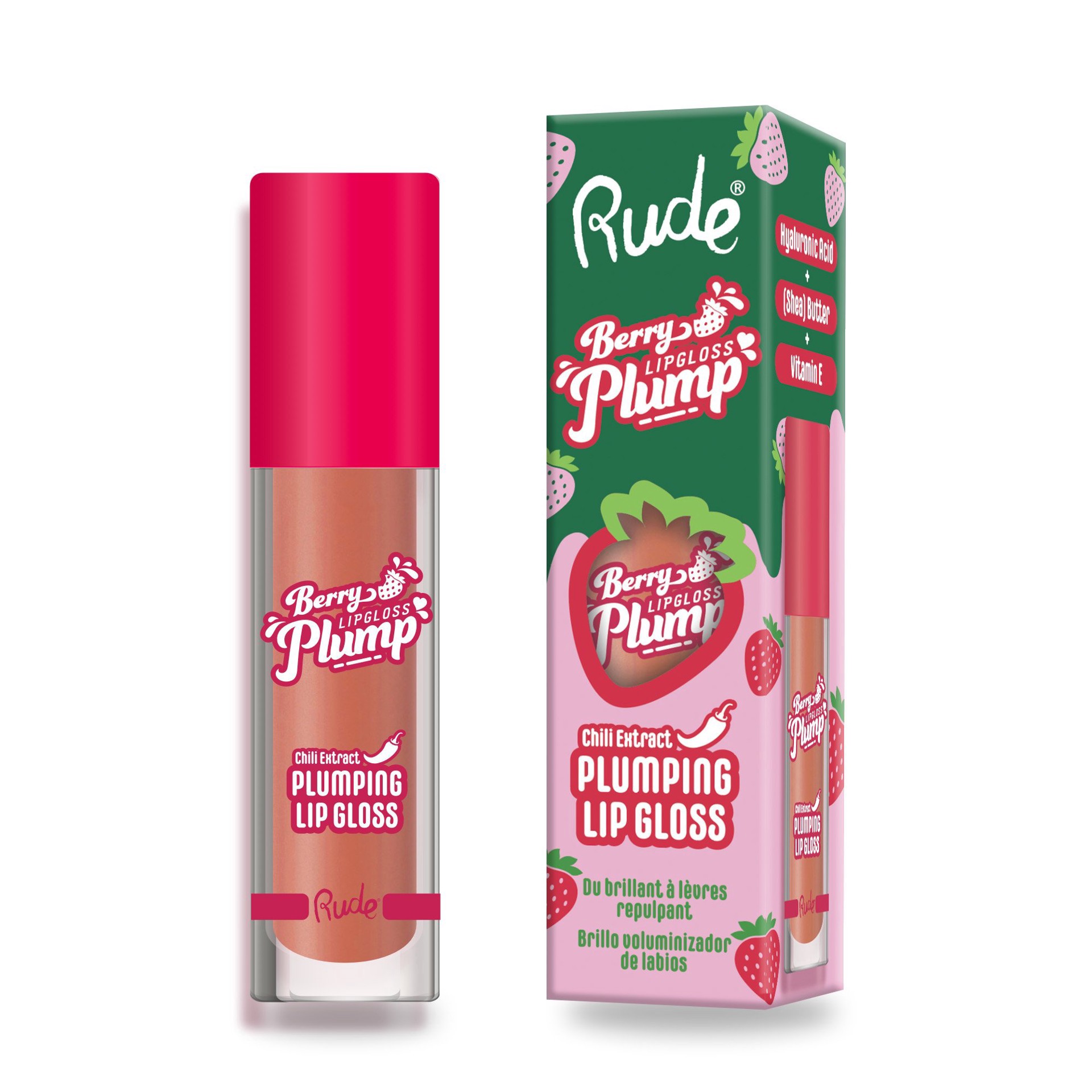 slide 1 of 1, Rude Cosmetics Berry Plumping Lip Gloss - Bare, 1 ct