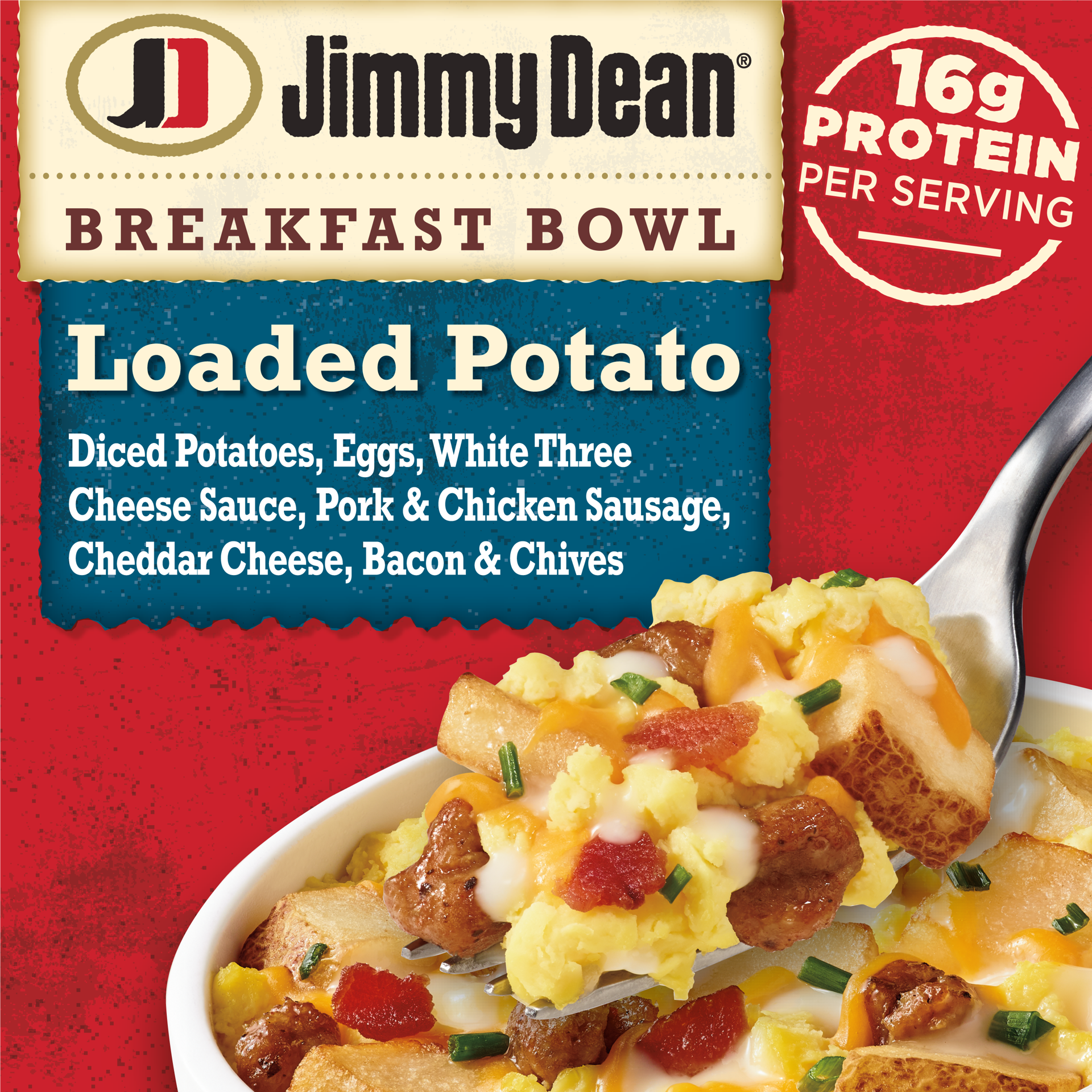 slide 1 of 10, Jimmy Dean Breakfast Bowl, Loaded Potato, Frozen, 7 oz Bowl, 198.45 g