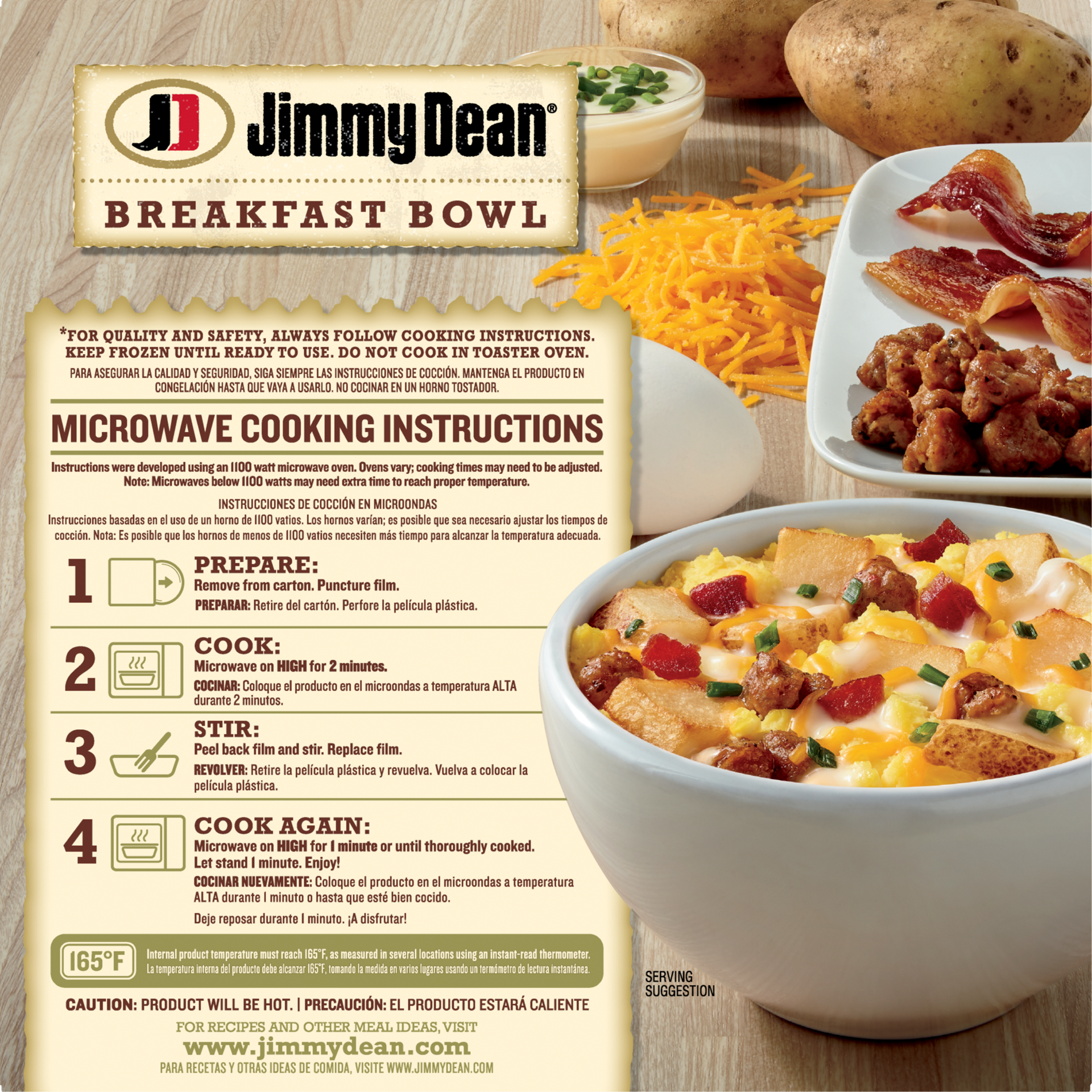 slide 10 of 10, Jimmy Dean Breakfast Bowl, Loaded Potato, Frozen, 7 oz Bowl, 198.45 g