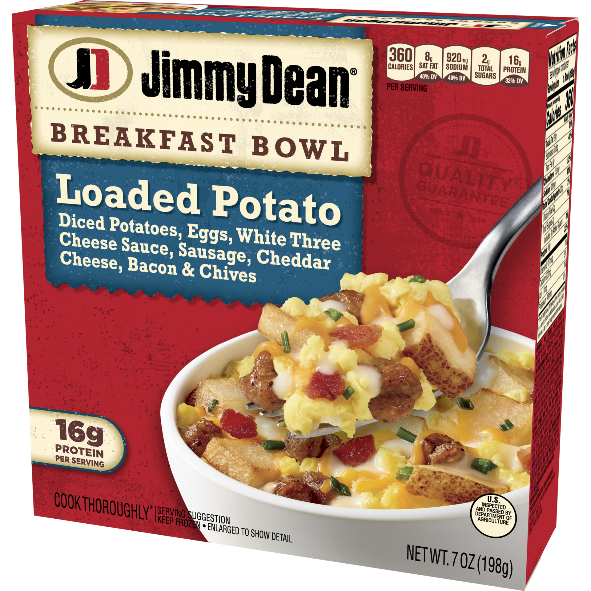 slide 2 of 10, Jimmy Dean Breakfast Bowl, Loaded Potato, Frozen, 7 oz Bowl, 198.45 g