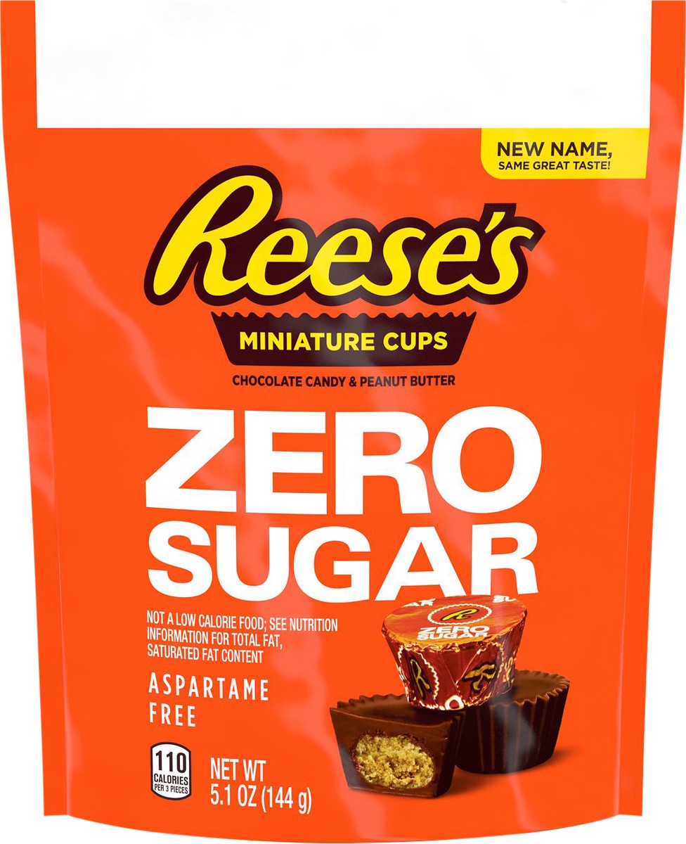 slide 1 of 5, Reese's Miniature Cups, Zero Sugar, Chocolate Candy & Peanut Butter, 3.5 oz
