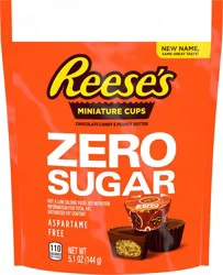 Reese's Zero Sugar Miniatures Chocolate Peanut Butter Cups Candy Bag, 5.1 oz