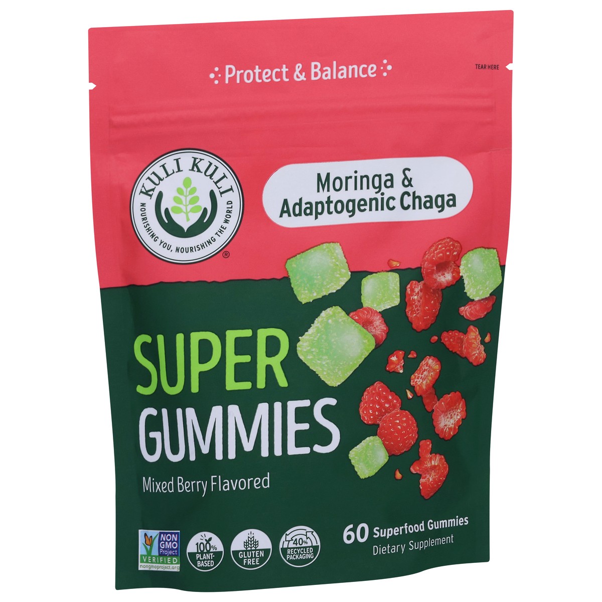 slide 6 of 9, Kuli Kuli Moringa & Adaptogenic Chaga Mixed Berry Flavored Super Gummies 60 Gummies, 60 ct