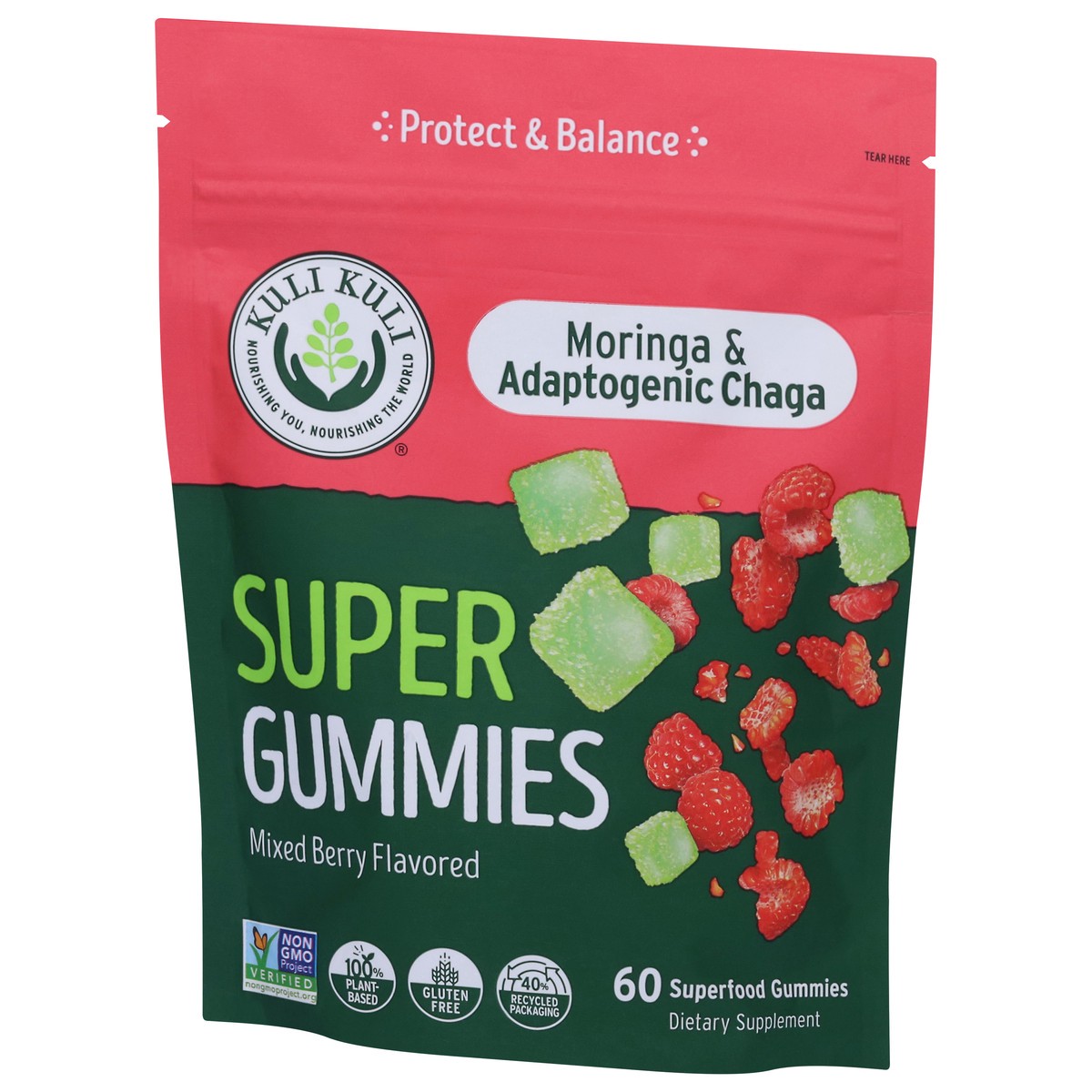 slide 2 of 9, Kuli Kuli Moringa & Adaptogenic Chaga Mixed Berry Flavored Super Gummies 60 Gummies, 60 ct