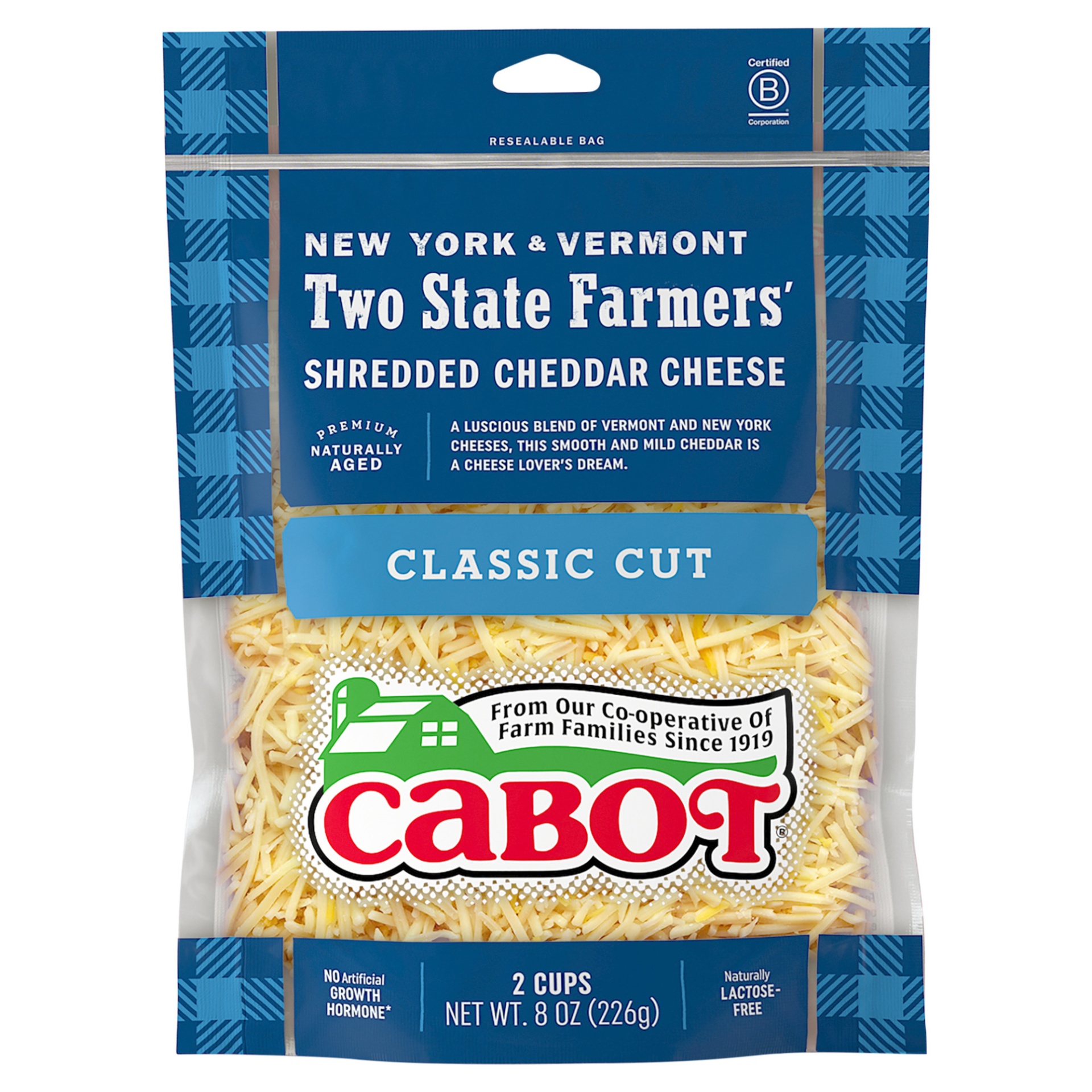 slide 1 of 3, Cabot 2 State Farmer Shredded Cheddar Cheese, 8 oz