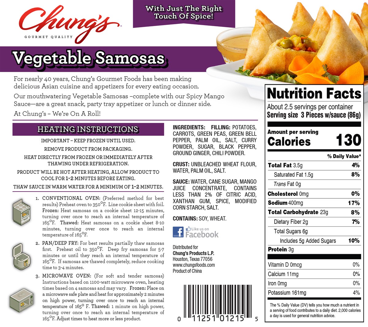 slide 11 of 12, Chung's Vegetable Samosas, 8.1 oz