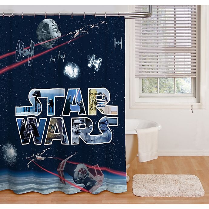 slide 1 of 1, Star Wars Space Battle Shower Curtain, 72 in