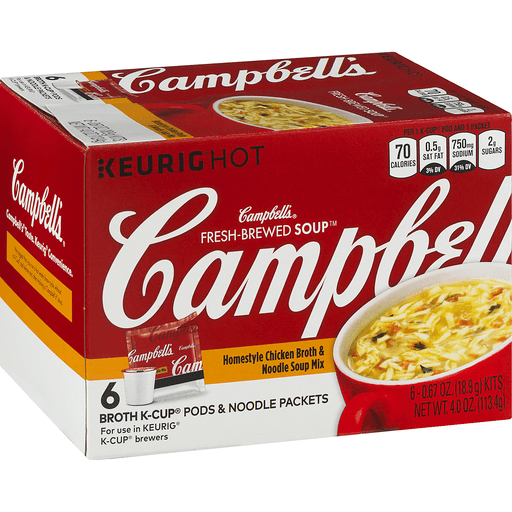 slide 2 of 9, Campbell's Keurig Fresh-Brewed Soup Homestyle Chicken Broth & Noodle Soup Mix, 6 ct