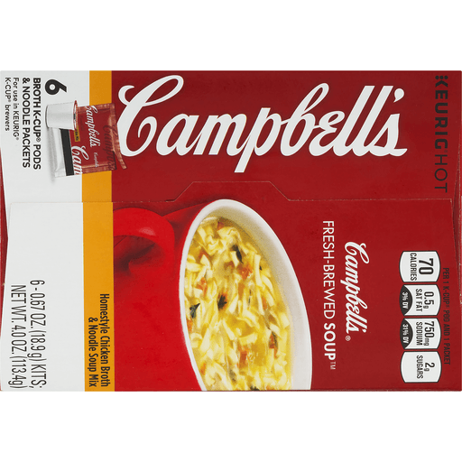 slide 8 of 9, Campbell's Keurig Fresh-Brewed Soup Homestyle Chicken Broth & Noodle Soup Mix, 6 ct