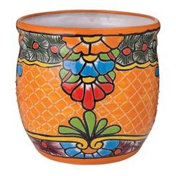 Blue Orange Pottery Medium Orange Fiesta Bell Planter
