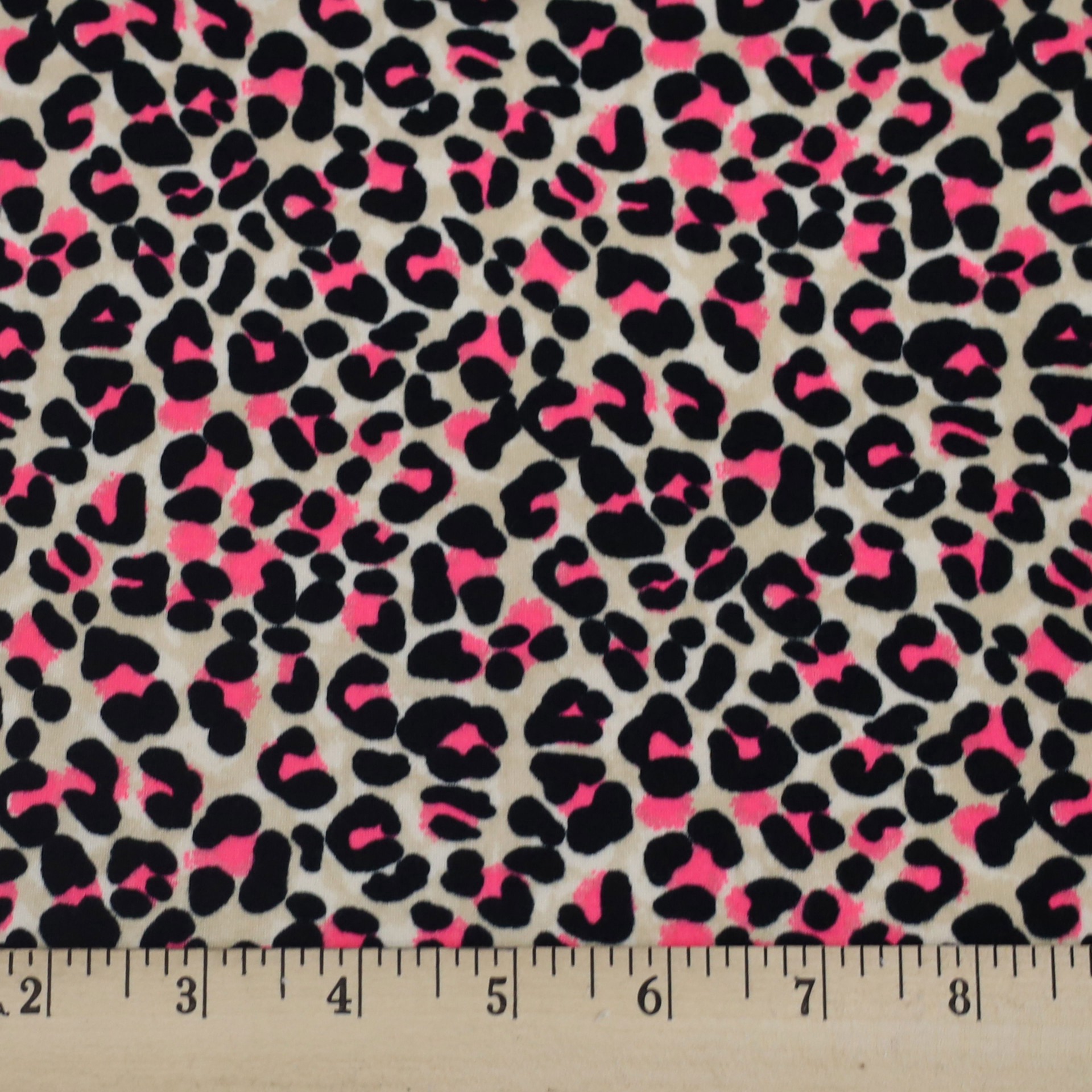slide 2 of 3, Fabric Merchants Pink Leopard Print Double Brushed Stretch Fabric, 60 in
