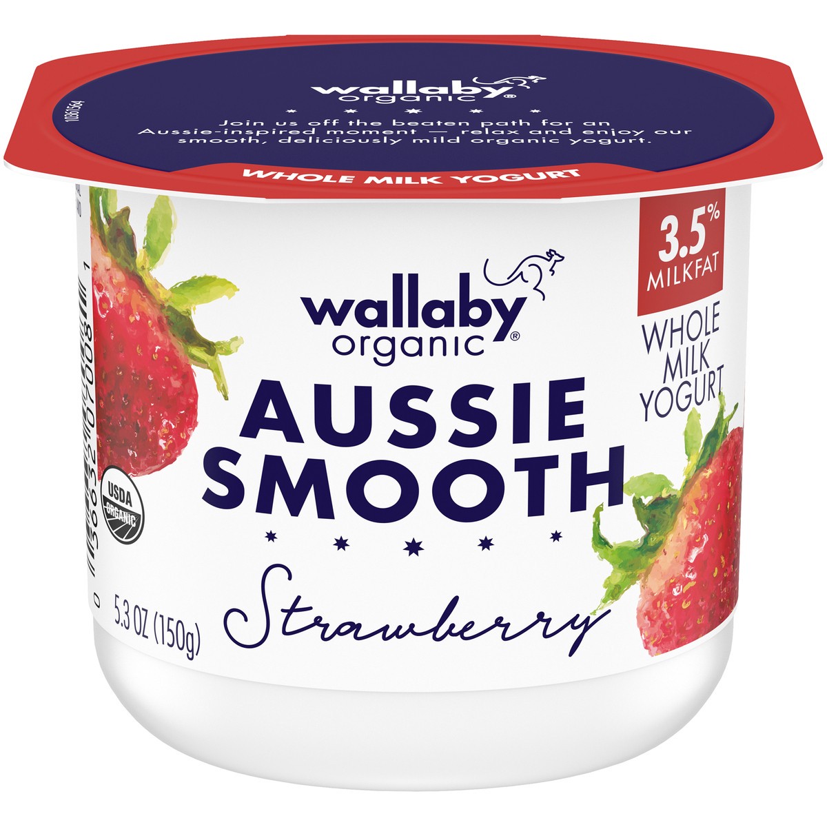 slide 1 of 7, Wallaby Organic Whole Milk Strawberry Yogurt, 5.3 Oz., 5.3 oz