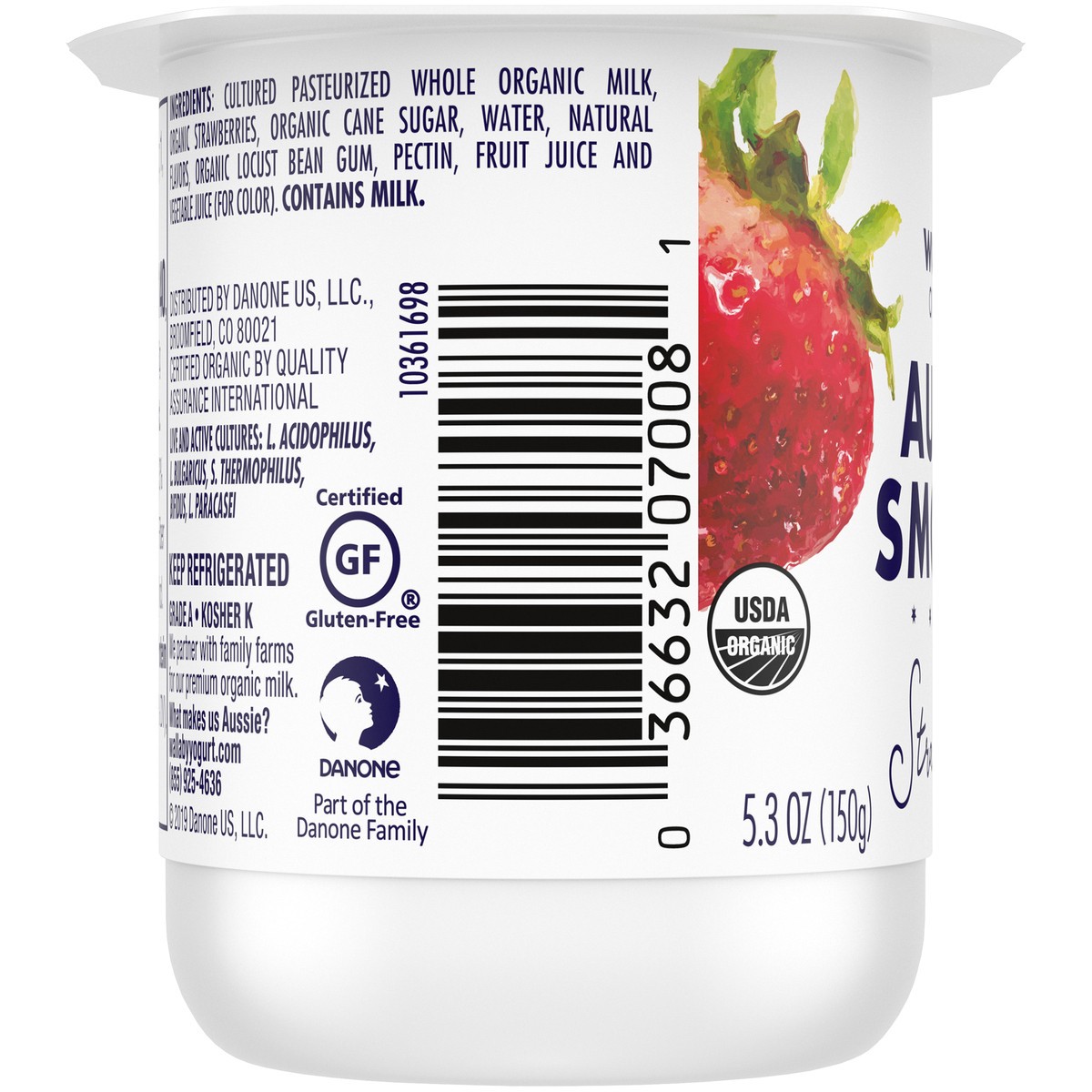 slide 5 of 7, Wallaby Organic Whole Milk Strawberry Yogurt, 5.3 Oz., 5.3 oz