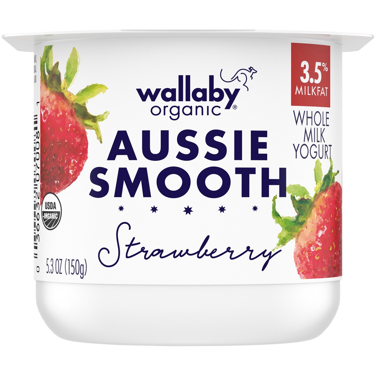 slide 1 of 7, Wallaby Organic Whole Milk Strawberry Yogurt, 5.3 Oz., 5.3 oz