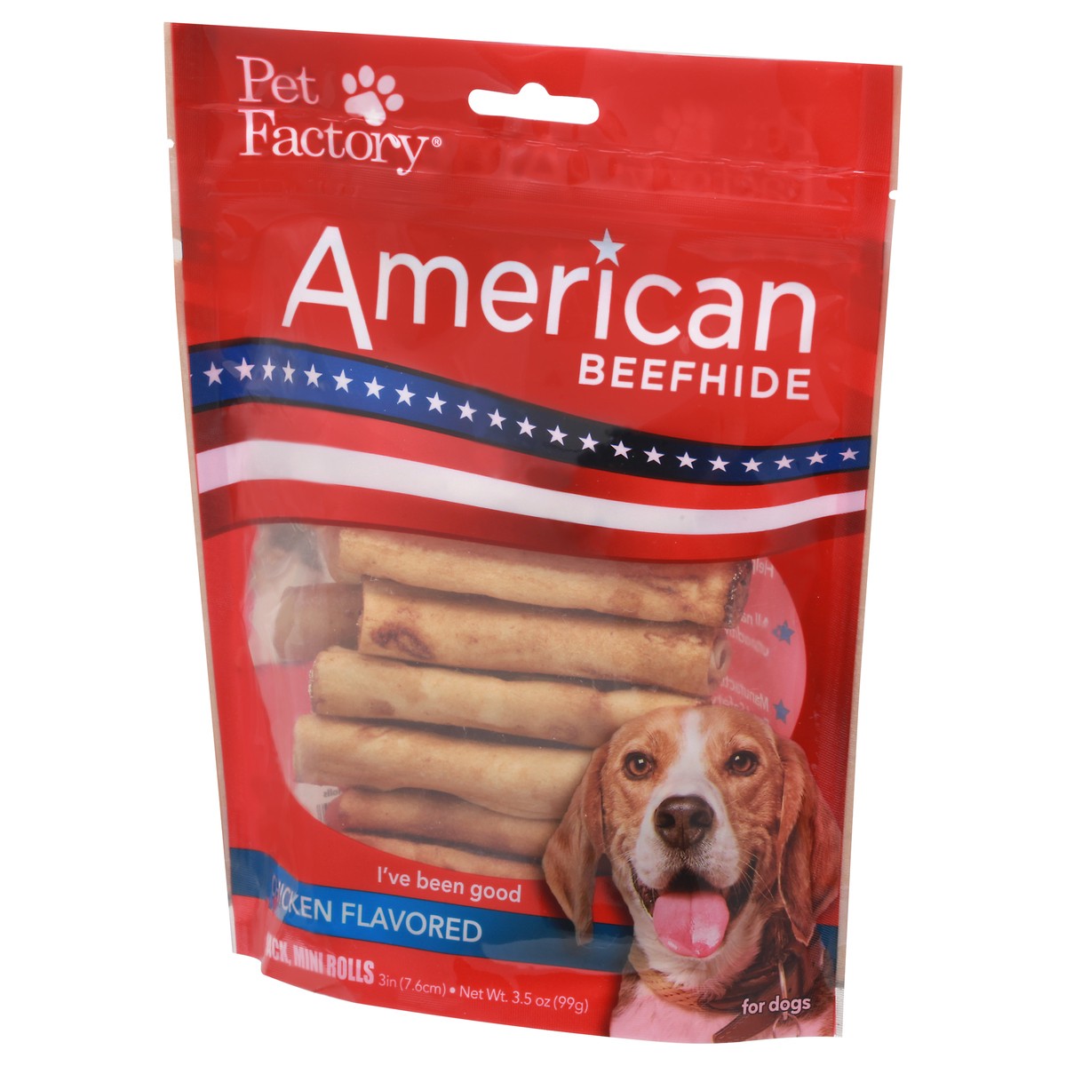 slide 4 of 9, Pet Factory 14 Pack American Beefhide Chicken Flavored Mini Rolls 14 ea Pouch, 14 ct