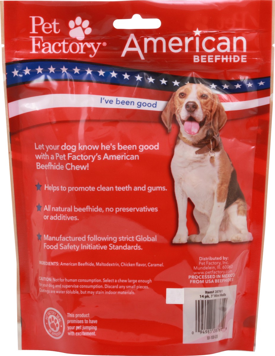 slide 6 of 9, Pet Factory 14 Pack American Beefhide Chicken Flavored Mini Rolls 14 ea Pouch, 14 ct
