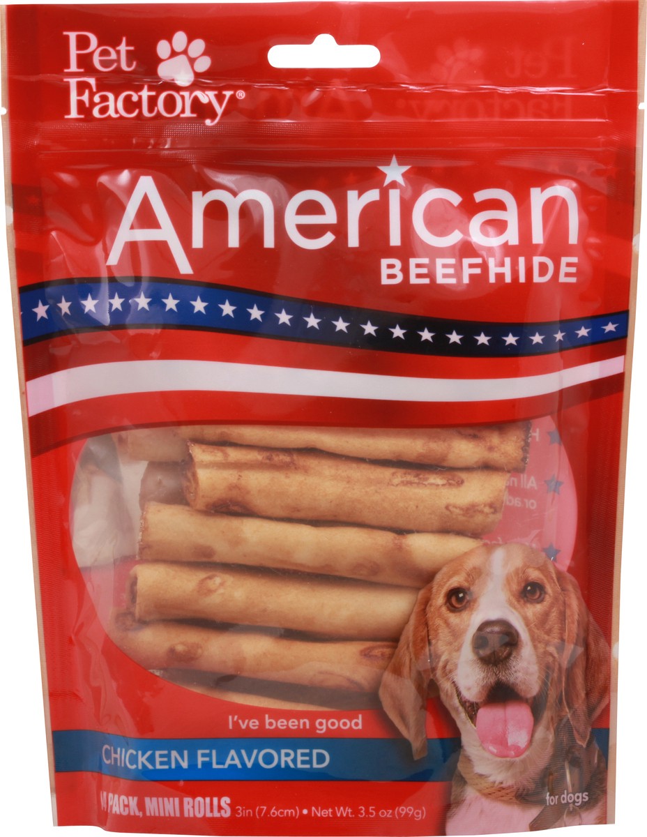 slide 1 of 9, Pet Factory 14 Pack American Beefhide Chicken Flavored Mini Rolls 14 ea Pouch, 14 ct