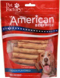 Pet Factory 14 Pack American Beefhide Chicken Flavored Mini Rolls 14 ea Pouch