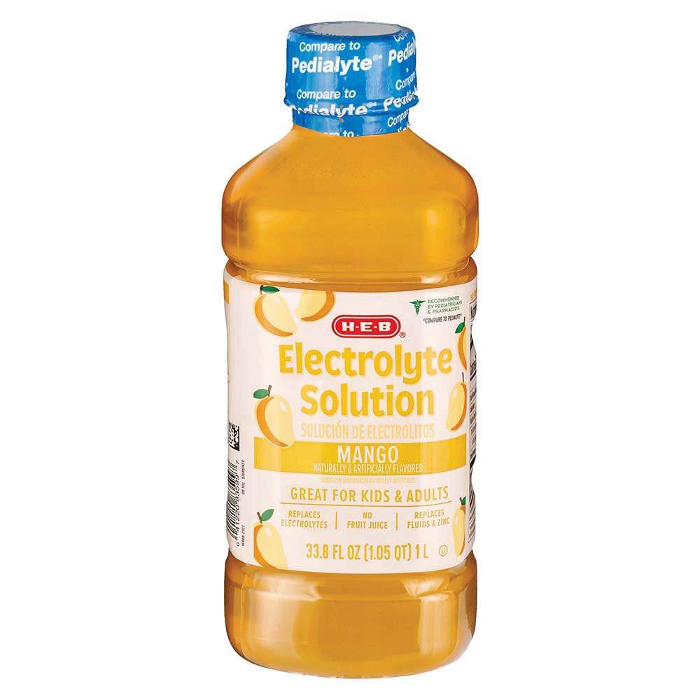 slide 1 of 1, H-E-B Electrolyte Solution – Mango, 33.8 oz