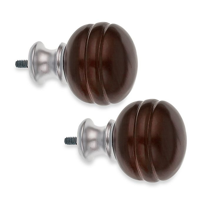 slide 1 of 1, Cambria My Room Orbit Finial - Dark Brown Wood and Brushed Nickel, 2 ct