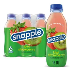 Snapple Kiwi Strawberry Juice Drink, 16 fl oz recycled plastic bottle, 6 pack - 6 ct