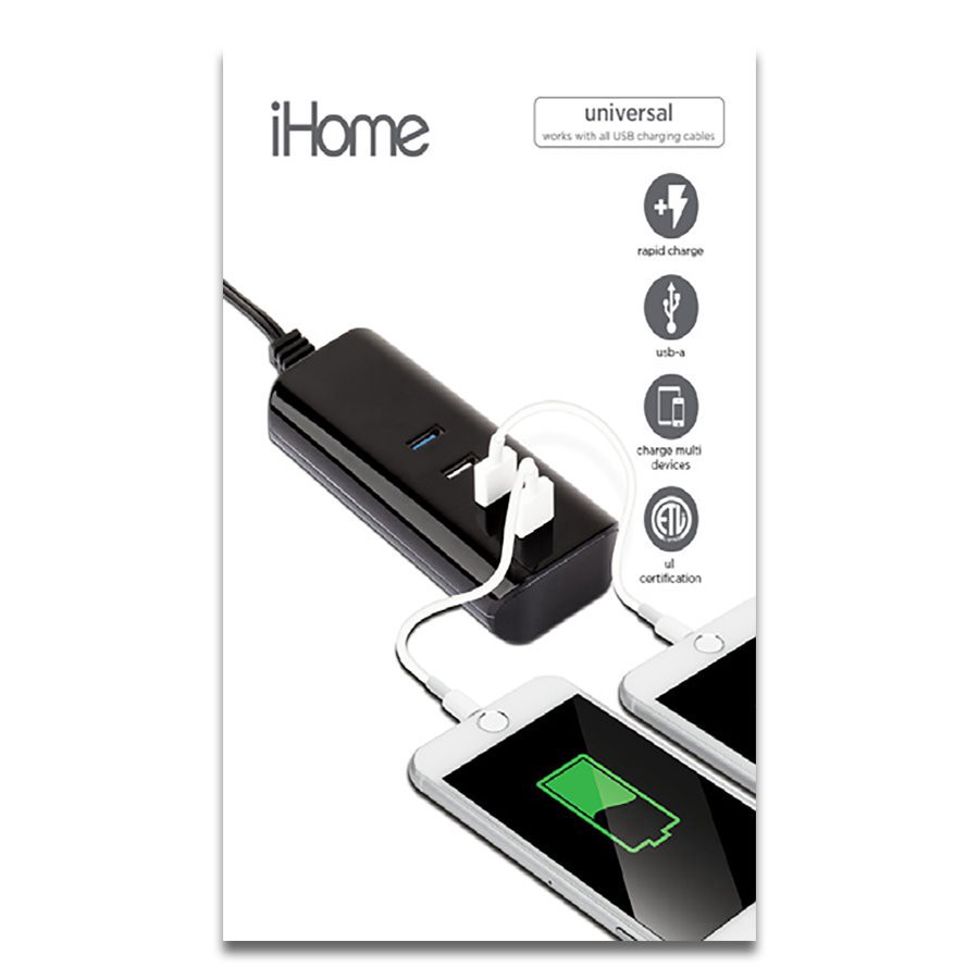 slide 1 of 1, iHome 4-Port USB Charger - Black, 1 ct