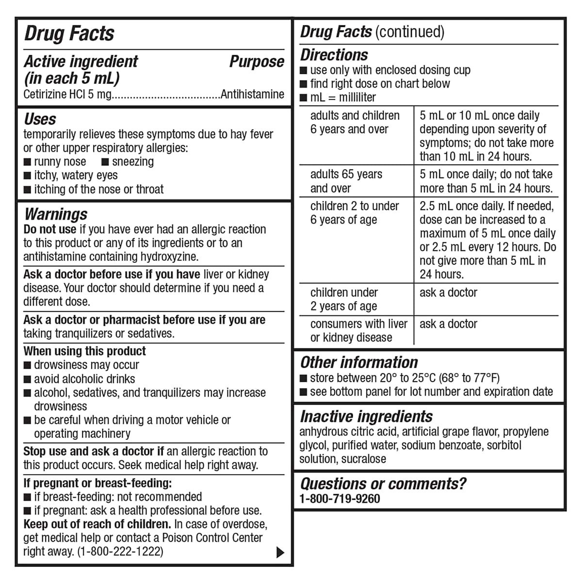 slide 21 of 29, Meijer Cetirizine Hydrochloride All Day Allergy Oral Solution /mL, Grape Flavor, 1 mg, 4 fl oz