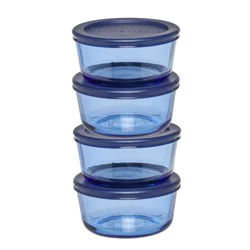 Anchor Hocking Coastal Blue With Navy Snugfit Lids, 1 ct