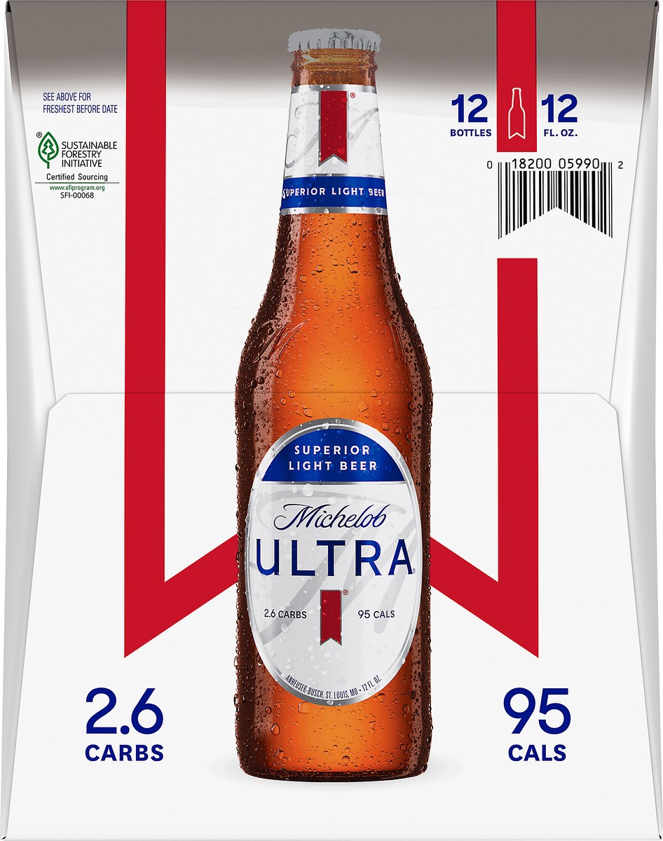 slide 2 of 9, Michelob ULTRA Light Beer, 12 Pack Beer, 12 FL OZ Bottles, 144 fl oz