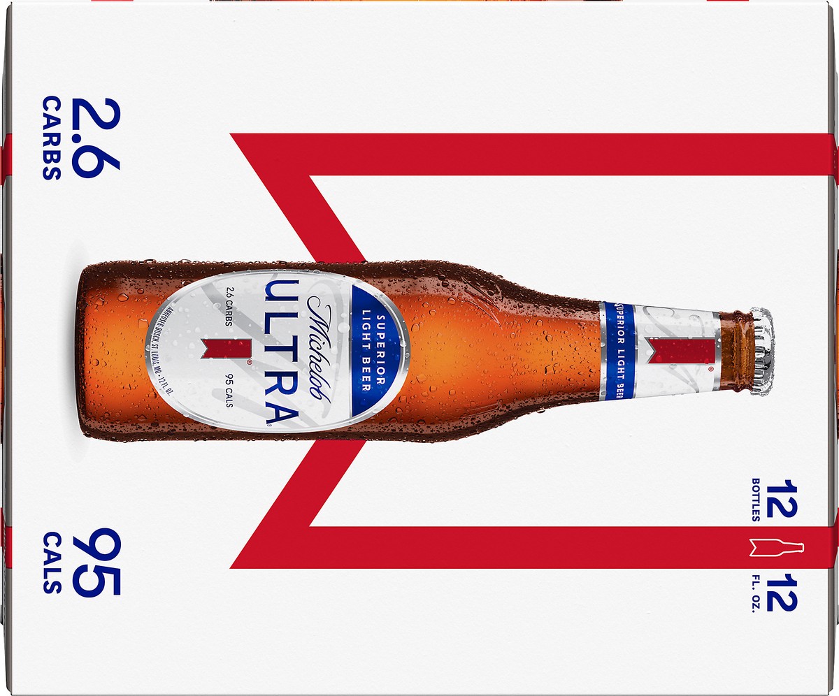 slide 6 of 9, Michelob ULTRA Light Beer, 12 Pack Beer, 12 FL OZ Bottles, 144 fl oz