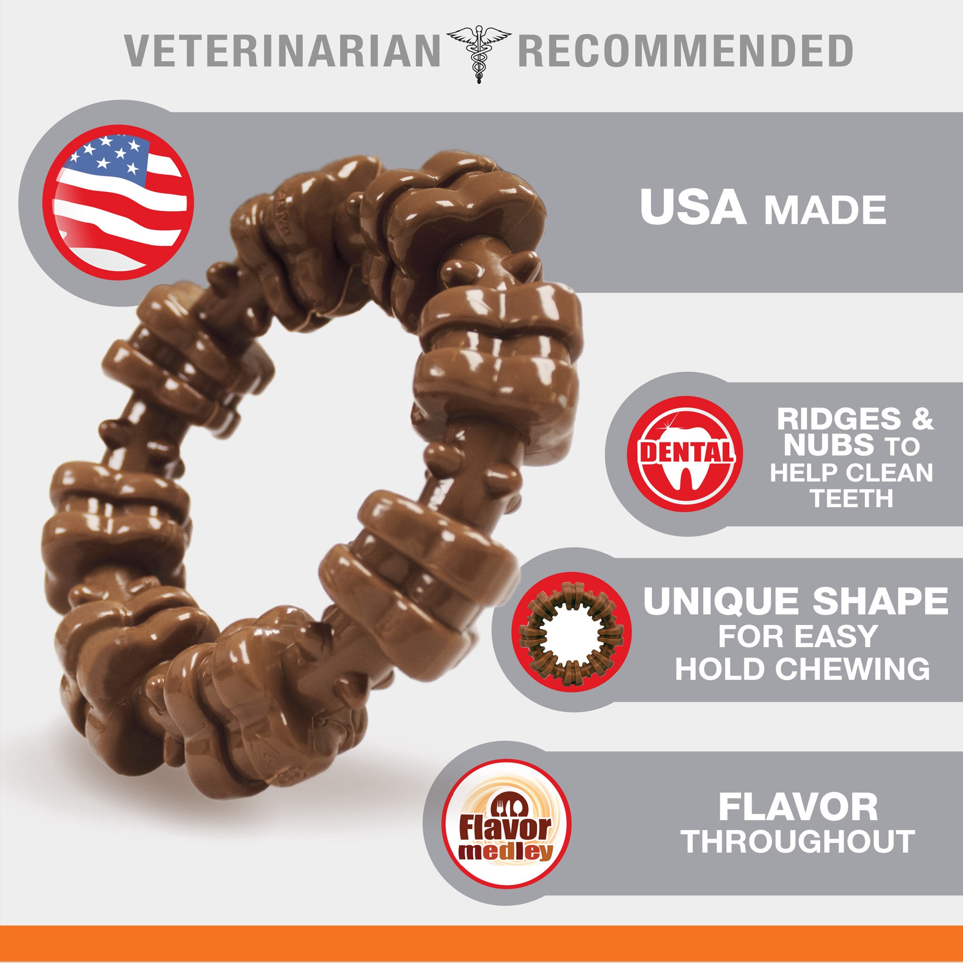 slide 10 of 10, Nylabone Power Chew Textured Dog Ring Toy Flavor Medley X-Large/Souper - 50+ lbs.(1 Count), 1 ct