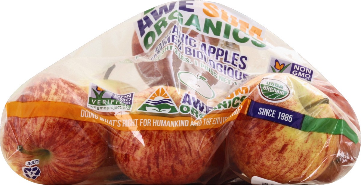 slide 2 of 5, Awe Sum Organics Apples 3 lb, 3 lb