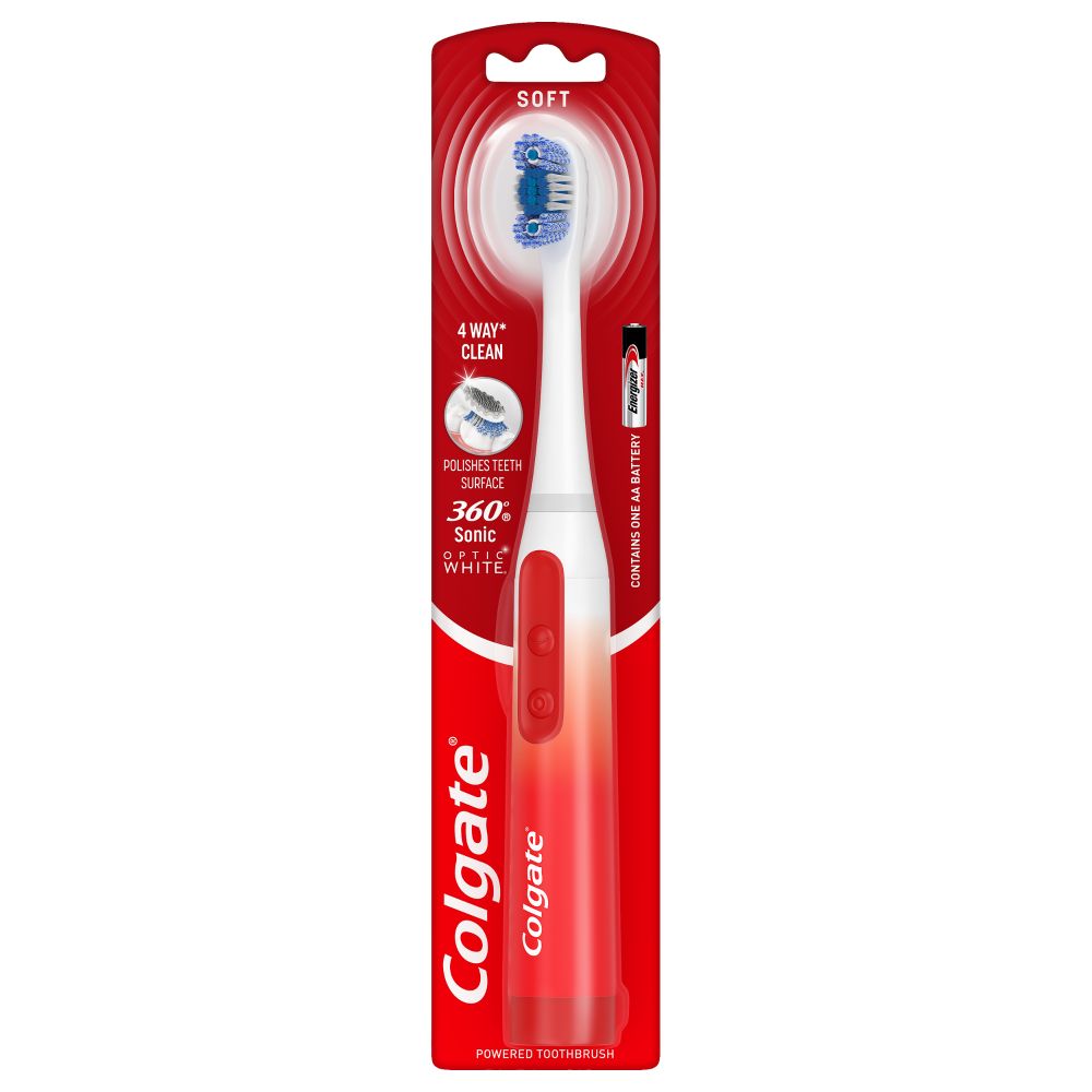 slide 1 of 4, Colgate 360 Optic White Sonic Powered Battery Toothbrush, 1 ct