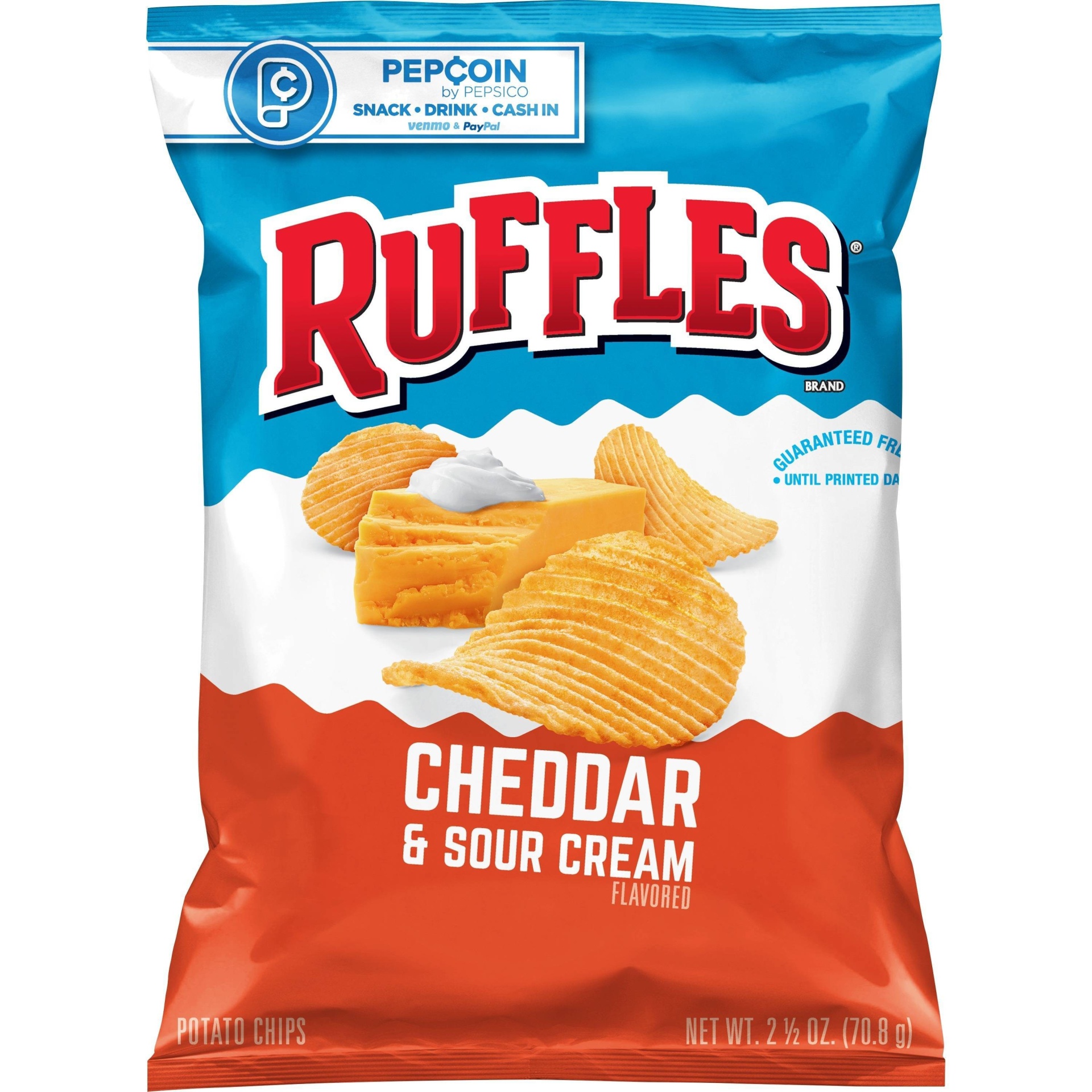 slide 1 of 1, Ruffles Cheddar & Sour Cream Potato Chips - 2.5oz, 2.1 oz